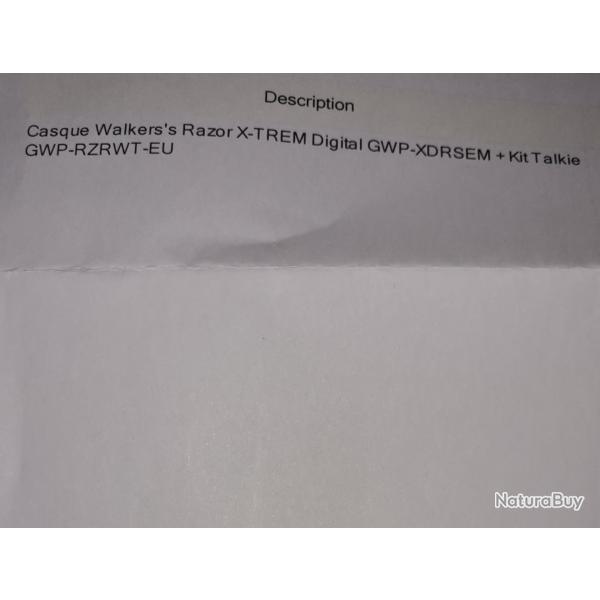 Vend Casque  Walters'razor  servi 2 fois achetez  le 8 07 25  facture sera joint  dans le colis