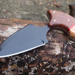 Couteau Push Dagger Lame Acier Carbone 1055 Black Manche 2 Bois Fabric Artisanale