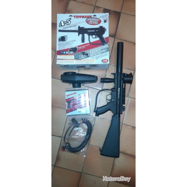 Tippmann A5 (+ kit RT)  "r�ponse trigger" + tap cap 40 billes+ cross MP5+ manba "neuf"