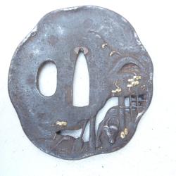 204- lot tsuba en fer pour katana ou wakisashi, sabre  japonais