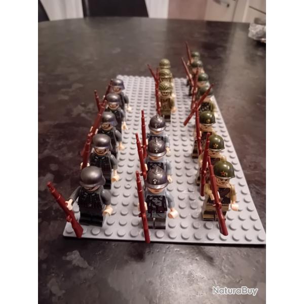 LOT DE 40 FIGURINE TYPE LEGO NEUVES A ASSEMBLER DE LA 2�me GUERRE MONDIAL AVEC CHOIX DES NATIONS