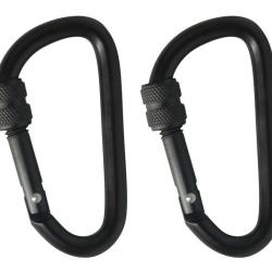 Lot de 2 mousquetons Aluminium - 6 cm - Noir