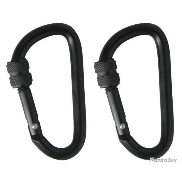 Lot de 2 mousquetons Aluminium - 6 cm - Noir