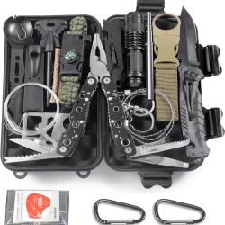 Kit de Survie 14 en 1 Trousse de Secours Polyvalente Couverture d'urgence Sports de Plein Air