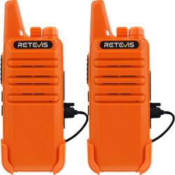 Talkie Walkie PMR446 16 Canaux Vox CTCSS/DCS USB Batterie 1000mAh Professionnel Rechargeable Orange
