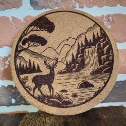 Dessous de plat en li&egrave;ge - Motif chasseur - &Oslash; 19 cm