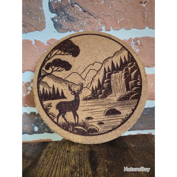 Dessous de plat en li�ge - Motif chasseur - � 19 cm