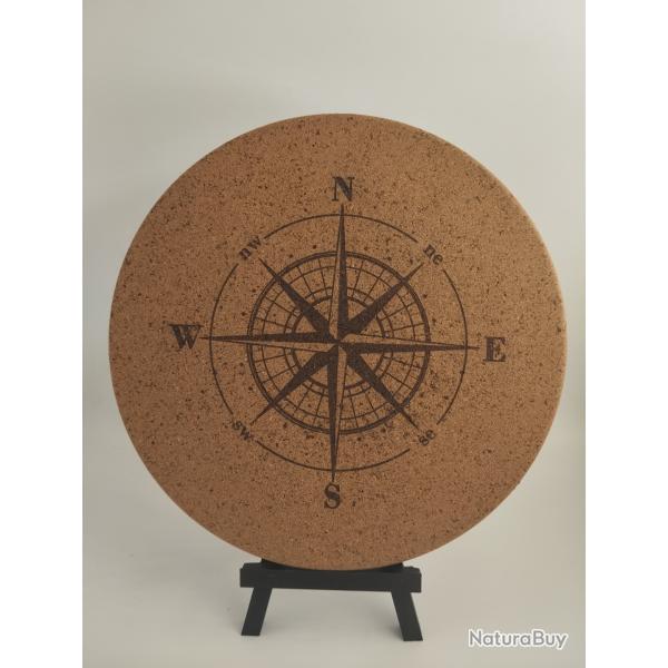 Dessous de plat en li�ge - Motif Rose des vents - �19 cm