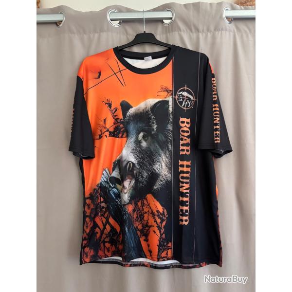 T-shirt de chasse sanglier orange