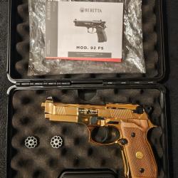 UMAREX BERETTA 92FS  "GOLD  &Eacute;DITION" 4.5MM DIABOLO crosse bois "tr&egrave;s rare"
