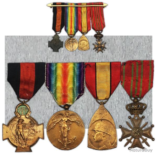 ABL : TRES RARE LOT CROIX D'YSER + MINIATURES WW1 ALBERT 1ER ORIGINAL