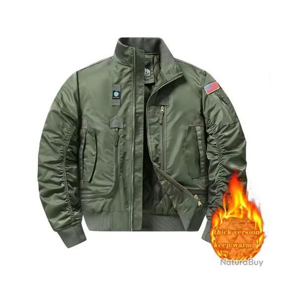 Veste Pilote Am�ricain Homme Coton Hiver Baseball Militaire - 6 Couleurs - S � 4XL