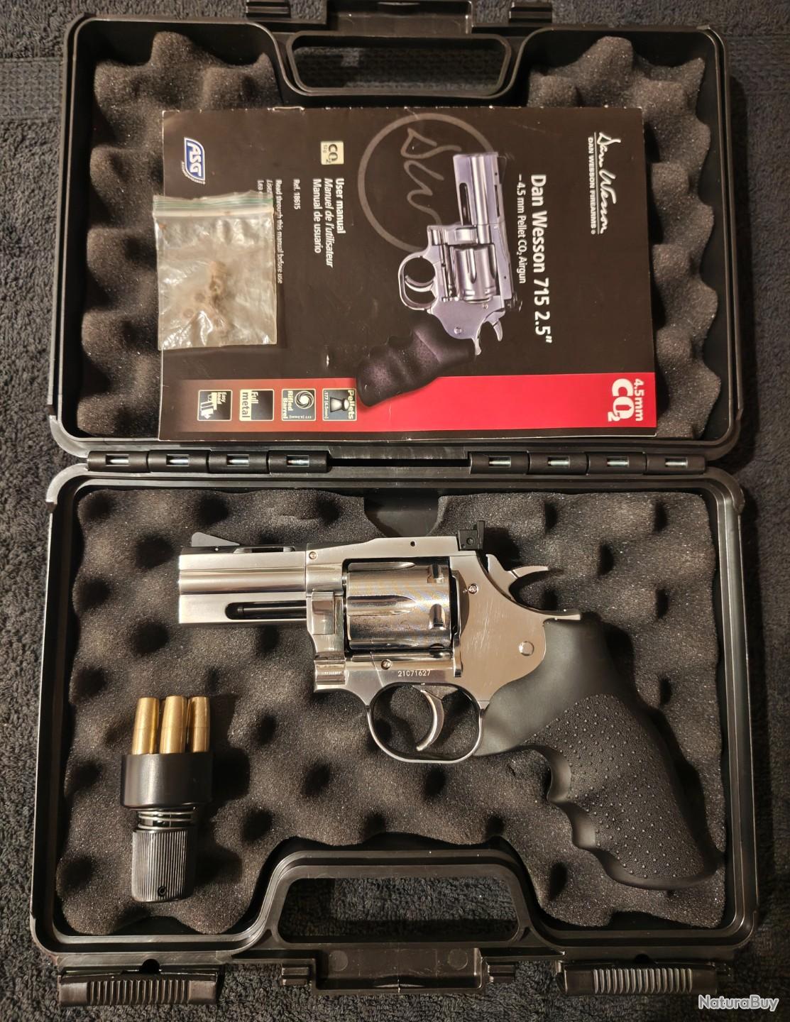 Revolver co2 à plomb Dan Wesson 715 argent cal. 4.5 mm 2.5 pouces