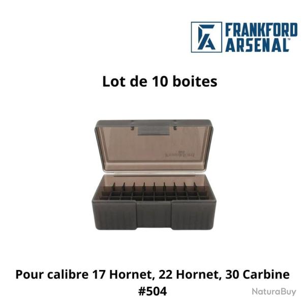 10 Bo�tes � munitions Frankford - .17 Hornet, .22 Hornet, .30 Carbine - 50 cartouches #504 - NBAL40
