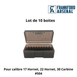 10 Bo&icirc;tes &agrave; munitions Frankford - .17 Hornet, .22 Hornet, .30 Carbine - 50 cartouches #504 - NBAL41