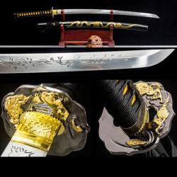 Katana Dragon - Lame de coupe, acier vivant, pour le combat et le sport de coupe