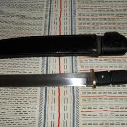 couteau poignard de combat Al Mar Seki Japon 1980' fourreau cuir d'origine.( etat collection)