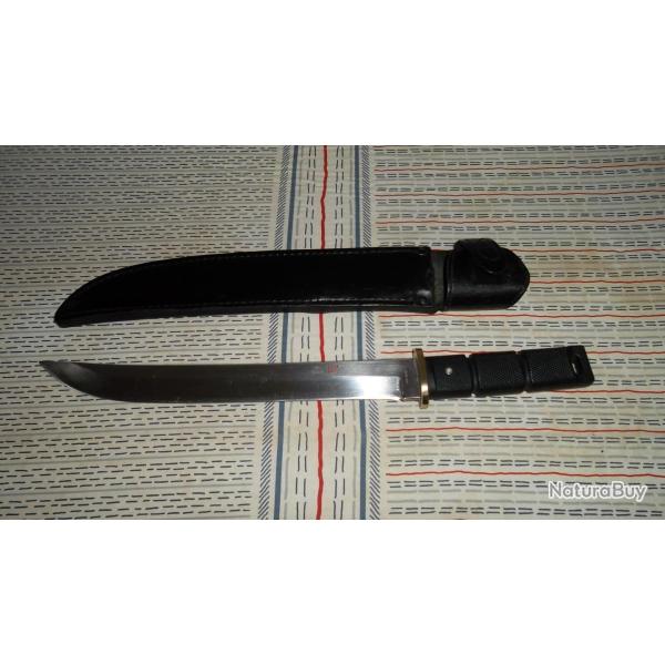 couteau poignard de combat Al Mar Seki Japon 1980' fourreau cuir d'origine.( etat collection)