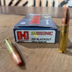 20 balles SUBSONIC SUB-X 300 BLACKOUT 190 Grs HORNADY; En Stock !!!