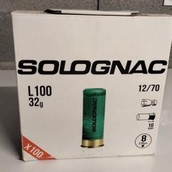 CARTOUCHE SOLOGNAC L100 12/70 32G PLOMB N&deg;8 100 CARTOUCHES