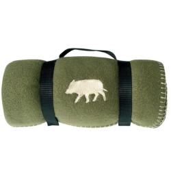 Plaid polaire logo sanglier vert 120x150cm