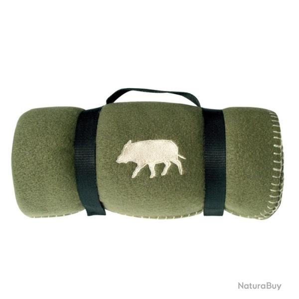 Plaid polaire logo sanglier vert 120x150cm