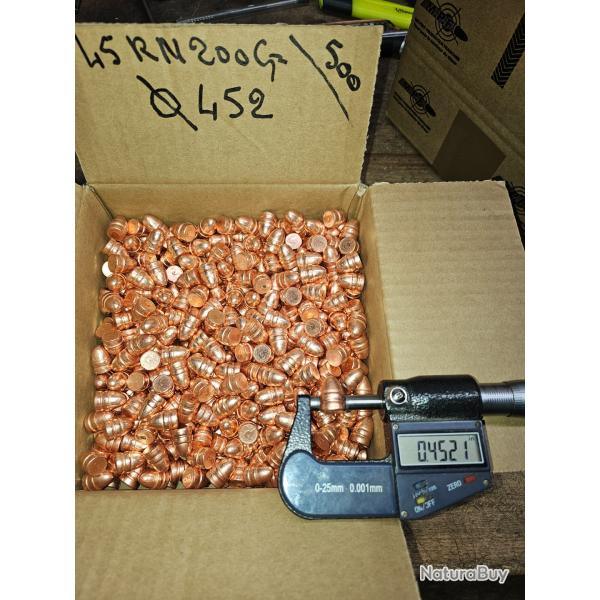 500 Balles MPF Ogives cuivr�es 45 RN 200 Gr TML � 452" Hyper promotion port gratuit pour NO�L