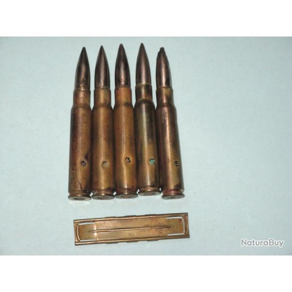 1�re GM : Cinq cartouches de 7,92 Mauser pour G98 et Kar 98 a avec lame-chargeur.