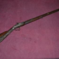 fusil de chasse  gros gibier &agrave; trois bandes vers 1840 calibre 54 ray&eacute;