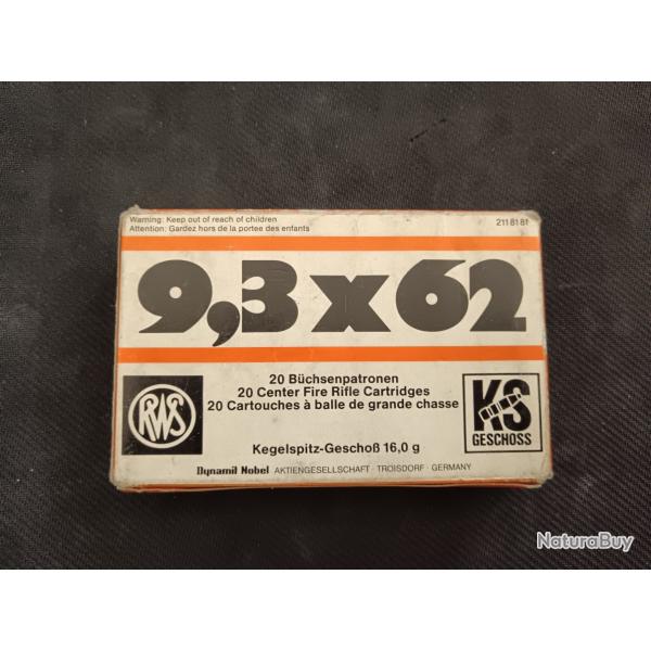 MUNITIONS RWS 9.3X62 BOITAGE ANCIEN