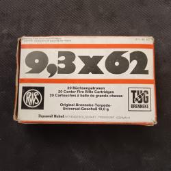 MUNITIONS RWS 9.3X62 TUG BOITAGE ANCIEN