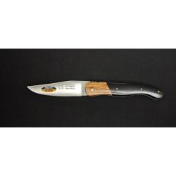 Couteau de Chasse pliant Laguiole en Bois d'&Eacute;b&egrave;ne et Olivier - Lame Acier Inoxydable