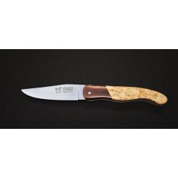 Couteau de Chasse pliant Laguiole par le Fid&egrave;le Manche bouleau/Mitre cocobolo - Lame Acier Inoxydabl