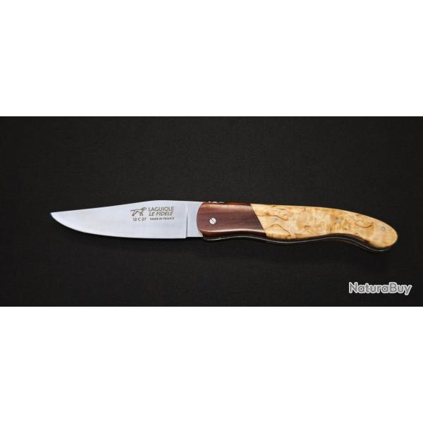Couteau de Chasse pliant Laguiole par le Fid�le Manche bouleau/Mitre cocobolo - Lame Acier Inoxydabl