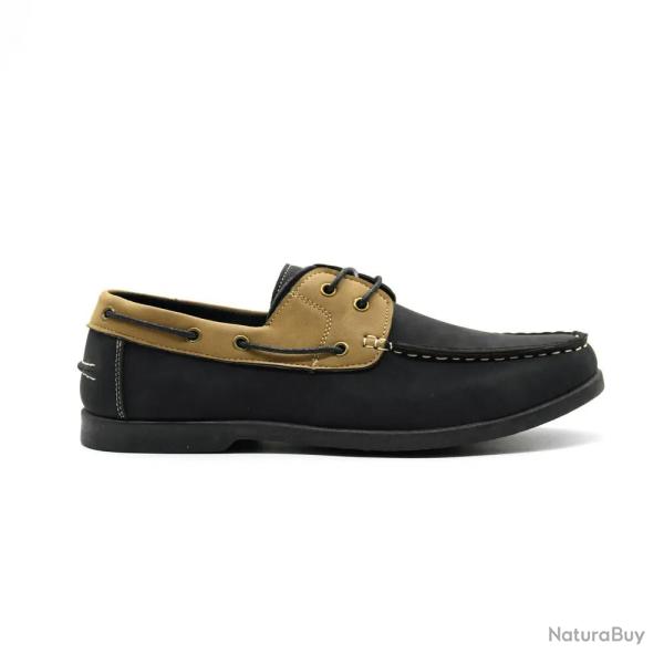 Chaussures bateau confort synth�tique noir et beige 40 � 46 44