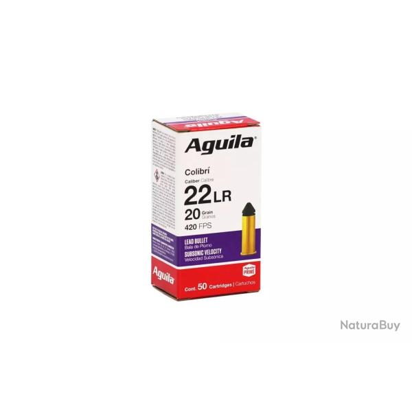 Cartouche 22 AGUILA COLIBRI 20grs 420FPS SUBSONIC VELOCITY x50