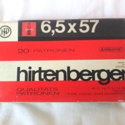 Boite compl&egrave;te de cartouches Hirtenberger 6,5x57 Ogives ABC 122gr