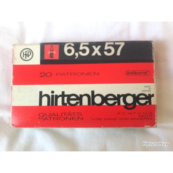 Boite compl�te de cartouches Hirtenberger 6,5x57 Ogives ABC 122gr