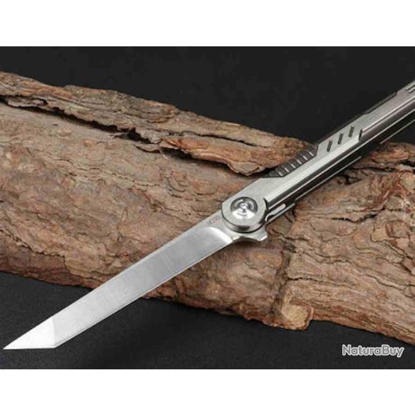 Couteau Patriot Tactical Slim Jim Lame Acier 7Cr13MoV Manche Acier 420 Framelock PTCSJ