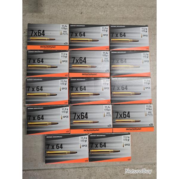 14 boites de balles 7x64 Solognac