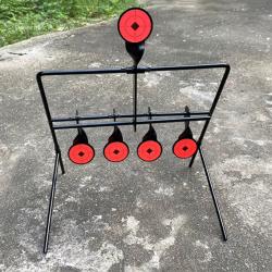 Cible de Tir Rotative M&eacute;tal 4+1 Entra&icirc;nement Tir Airsoft Fusil/Pistolet Livraison Gratuite