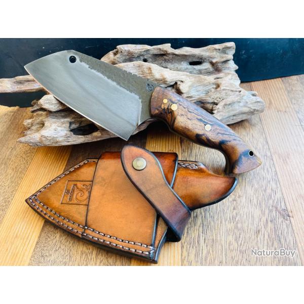 Couteau fixe artisanal avec �tui horizontal