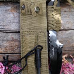 Couteau de Survie Lame Clip Point Acier Inox Manche Paracorde + Allume Feu Etui Nyon 001