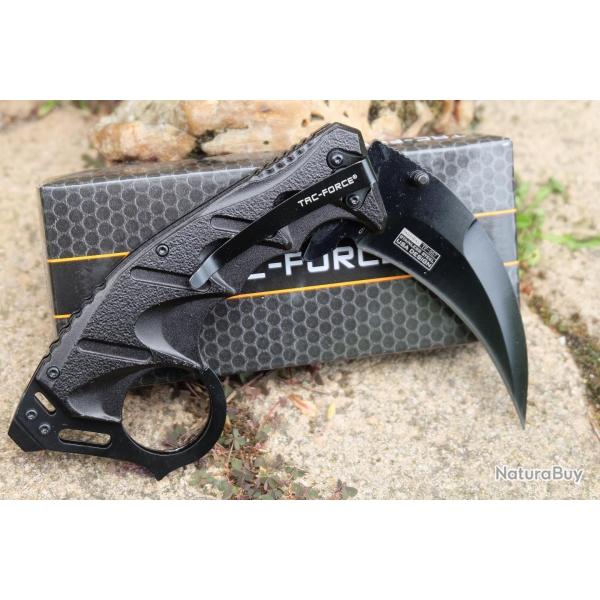 Couteaux Griffe Tac Force Karambit Semi Automatique Lame Acier 3Cr13 Manche Alu Poing Am�ricain 01