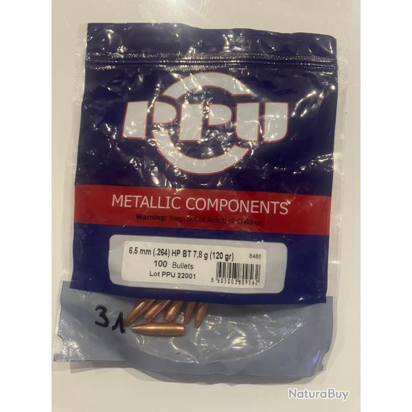 Ogives PPU Cal .264 - 120gr - HPBT Prvi Partizan