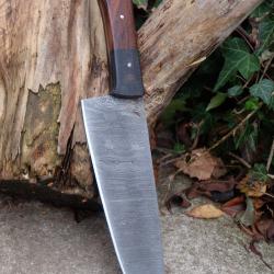 Couteau De Cuisine de Chef Lame Acier Damas 256 Couches Manche Bois Fabrication Artisanale 001