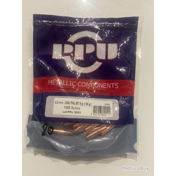 Ogives PPU Cal .264 - 139gr - FMJBT Prvi Partizan