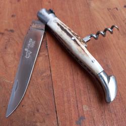 Magnifique Couteau LAGUIOLE MAKI 2 Pi&eacute;ces Manche en Bois de Cerf