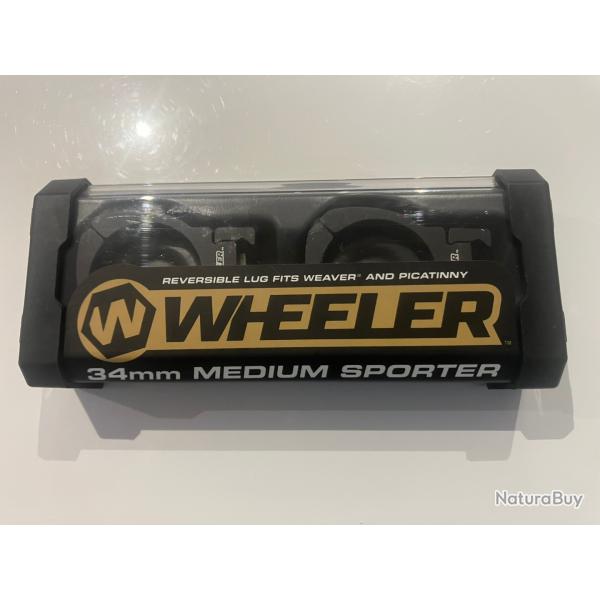 Colliers Wheeler 34 mm pour rail picatinny ou weaver - Hauteur Medium