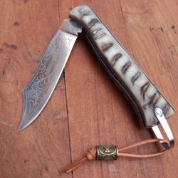 Unique Couteau DOUKDOUK France Custom Manche en M&eacute;tal et Corne de B&eacute;lier